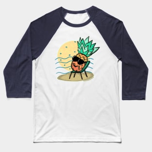 Mister Pineapple on Beach Baseball T-Shirt